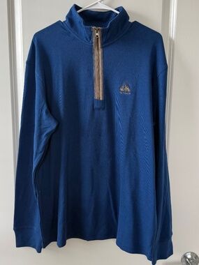 Men's Alaska The Last Frontier Quarter Zip Pullover Blue Large